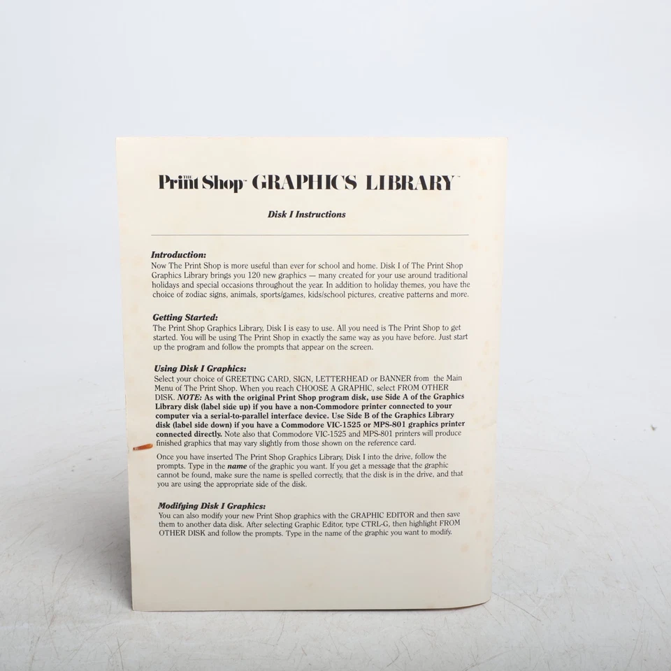The Print Shop Graphics Library Program 1 5.25" Disk Commodore 64 C64 - Image 4 of 4