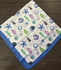 Seashell Starfish Ocean Print Silky Bandana Square Neck Scarf