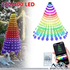 Christmas Tree Waterfall String Lights RGB 200/400LED Waterproof Smart Fairy