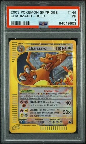 2003 Pokemon Skyridge Charizard Holo 146/144 Crystal PSA 1