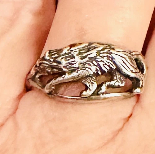 Lone WOLF Sterling Silver RING 925 Designer Otto vintage WEREWOLF SZ 7