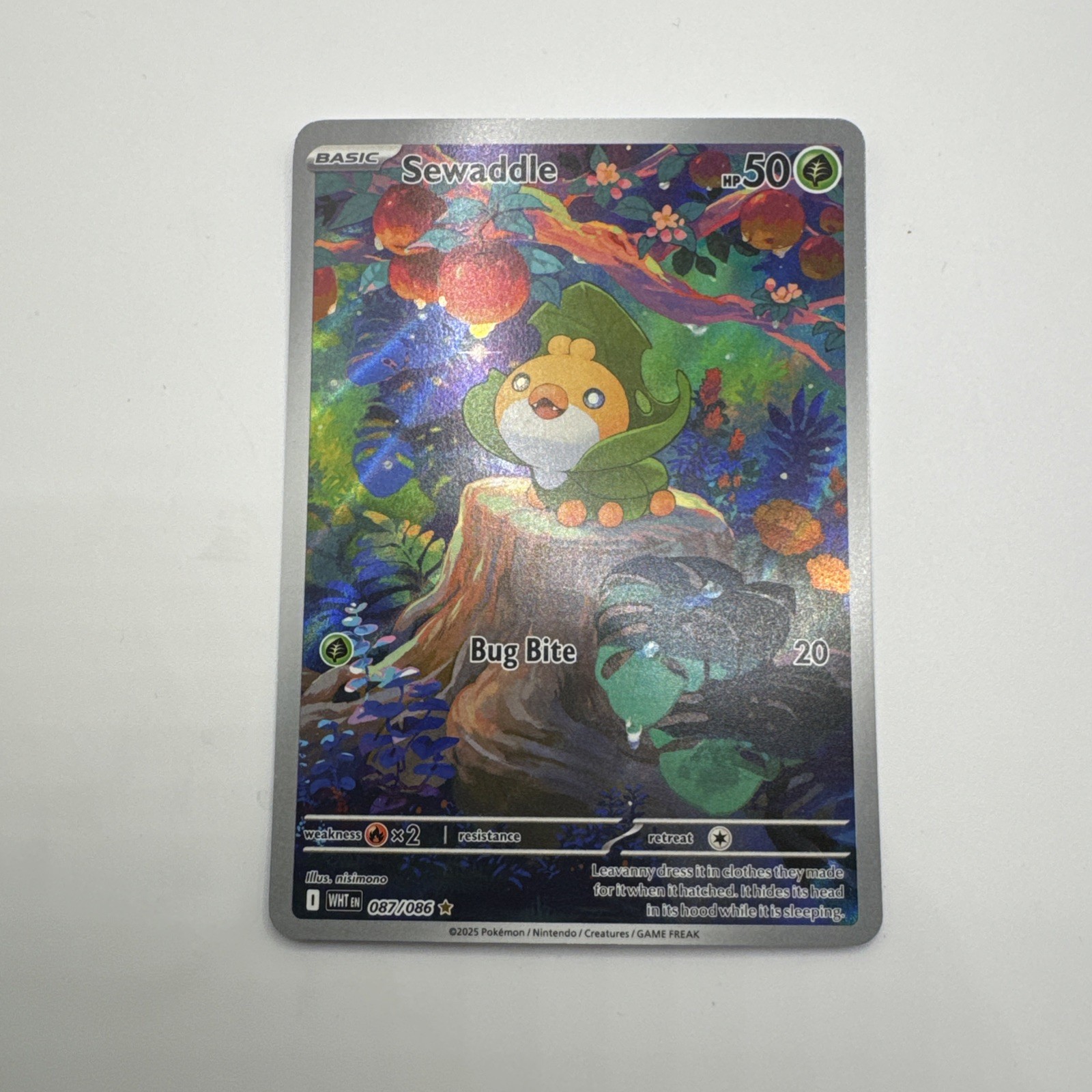 Sewaddle - 087/086 - Illustration Rare NM, English Pokemon White Flare