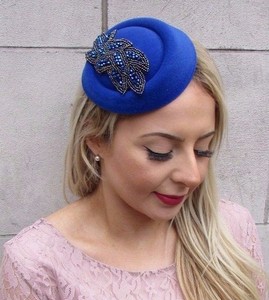 Royal Blue Pillbox Hat Hair Fascinator Races Statement Tail Image Is Loading Royal Blue Pillbox Hat Hair Fascinator Races Statement