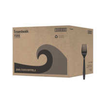 Boardwalk Heavyweight Black Plastic Forks   Individually Wrapped Disposable