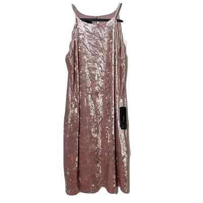 BCX Pink Scalloped Velvet Halter Mini Dress Womens Size S Sleeveless Y2K 90s NWT