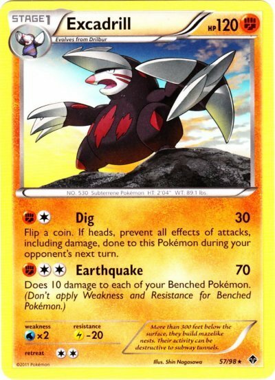 Excadrill - 57/98 - Rare x1 - Lightly Played - BW Emerging Powers