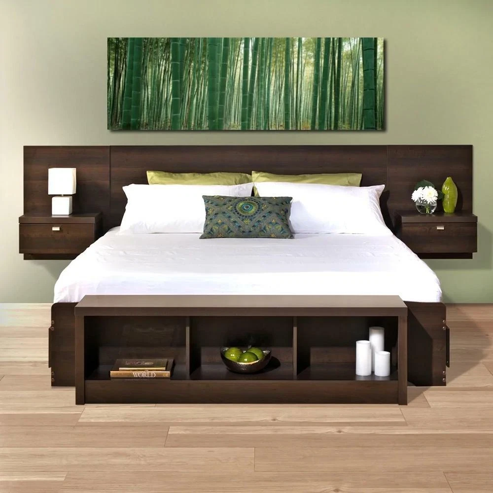 Prepac white floating sale headboard with nightstands