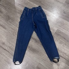 Vintage 90s Dark Wash High Waisted Stirrup Jeans Size 8