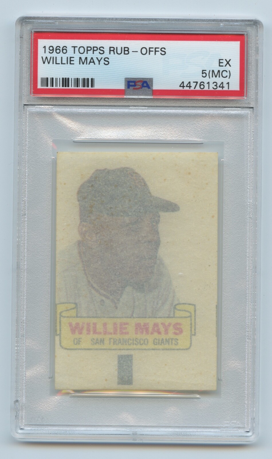 1966 Topps Baseball Rub-off, Willie Mays, PSA-5 mc