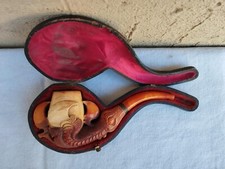 Ancienne Pipe Semi-Curva Mousse De Mer en Écume Griffe Prise Cheminée Défauts