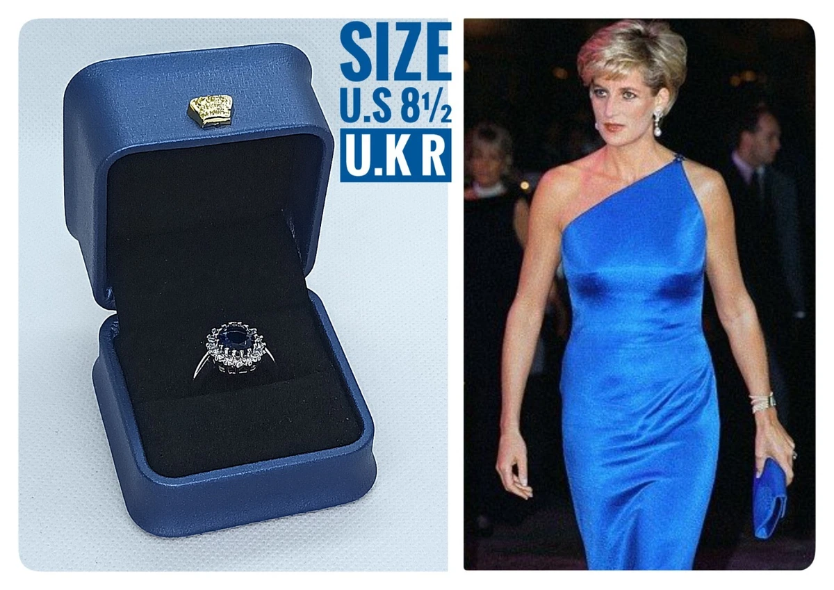 ANGARA Princess Diana Inspired Blue Sapphire Ring with Diamond Halo | eBay