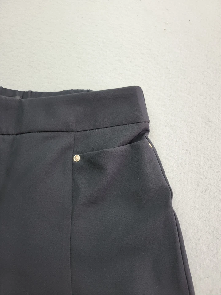 Calça feminina JM Collection M preta cintura média perna larga - Imagem 3 de 4