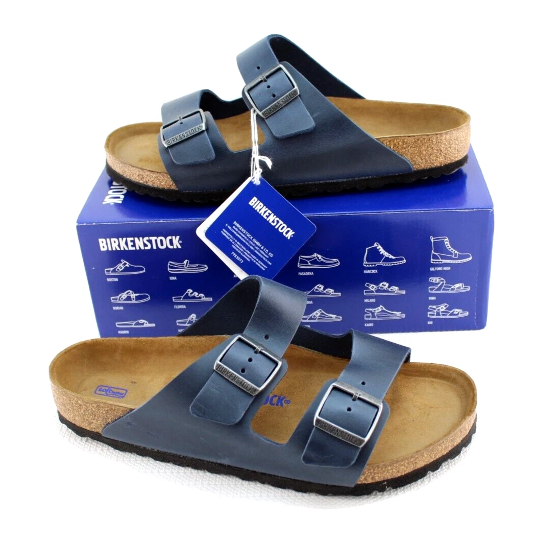 BIRKENSTOCK Arizona Size 10 Blue Regular Waxy Leather Sandals |