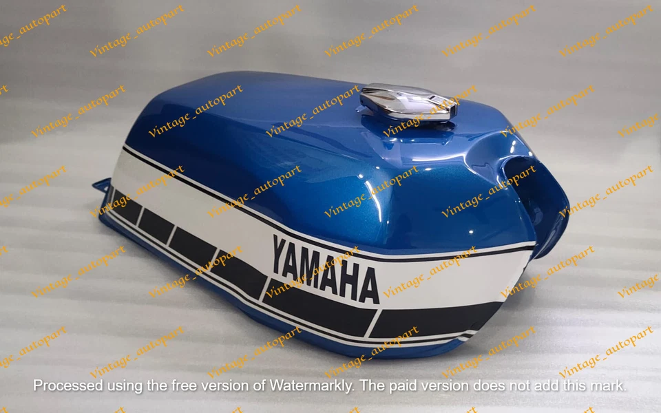 Tanque de gasolina Yamaha RD250 RD400 acero pintado azul 1976-1977 Foto 3 de 4