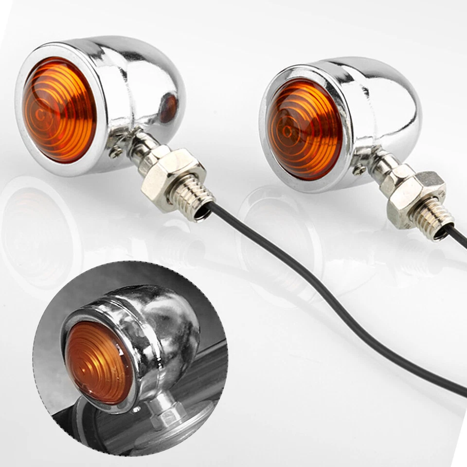 4x Señales de giro cromadas para motocicleta luz indicadora de bala luces ámbar 12V Foto 2 de 4