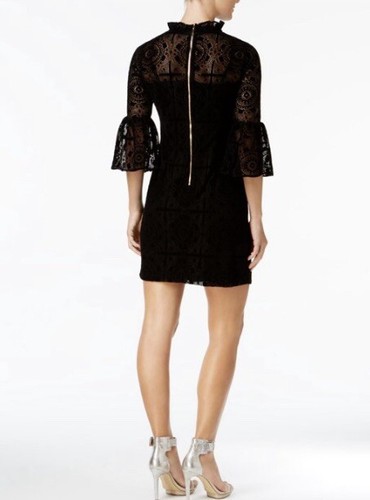 Calvin Klein Burnout Velvet Lace Bell-Sleeve Dress Whimsigoth Witchy Sz 10 P - 第 2/8 張圖片