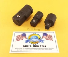 3 Pc Adapter 1/2x3/4 Impact 1/2x3/8 Socket Reducer Air 3/8x1/2 Set Drill Hog 
