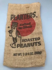 Vintage Cloth Planter's Peanut Bag With Logo - RARE 1lb 8oz Size Bag - Salted