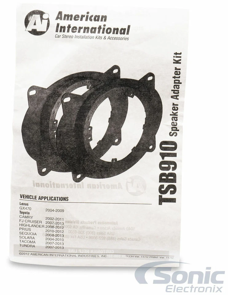 Adaptador de alto-falante American International TSB910 6,5"/6,75" para Toyotas 2002-2013 - Imagem 3 de 4