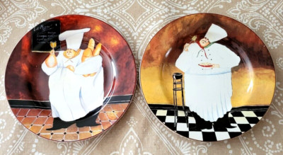 SET OF 2 SAKURA AL DENTE SALAD PLATES 8 1/4'' CHEF PASTA BREAD