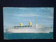 1958 MS Gripsholm @ Sea Color Postcard - Swedish American Line
