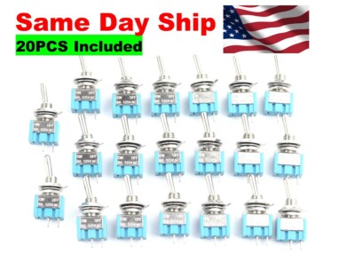 20 Pcs MTS-101 2 Position Toggle Switch Kit SPST ON-OFF 6A 125VAC US Stock