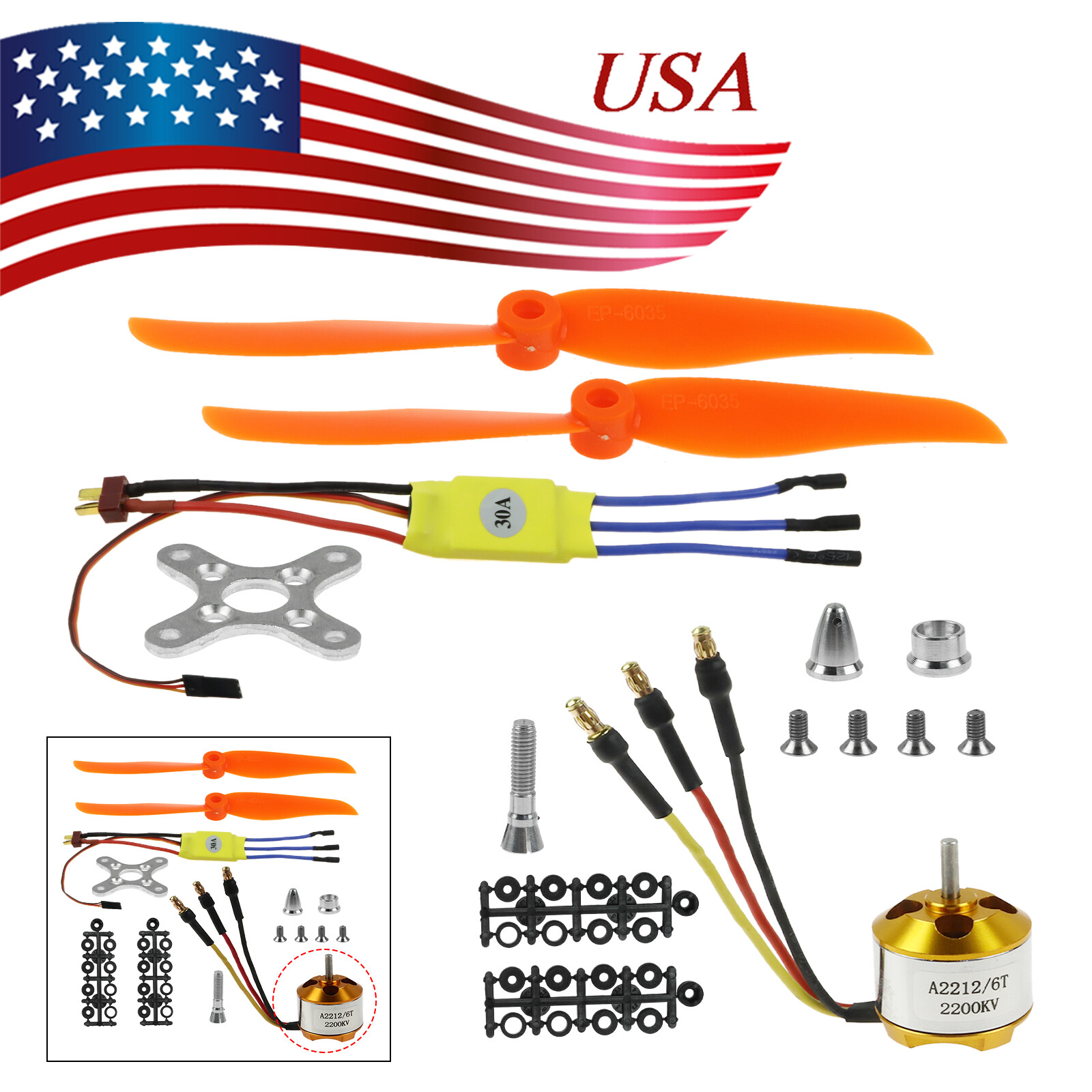 2200KV Brushless Motor 2212-6/Free Mount for RC Plane Helico