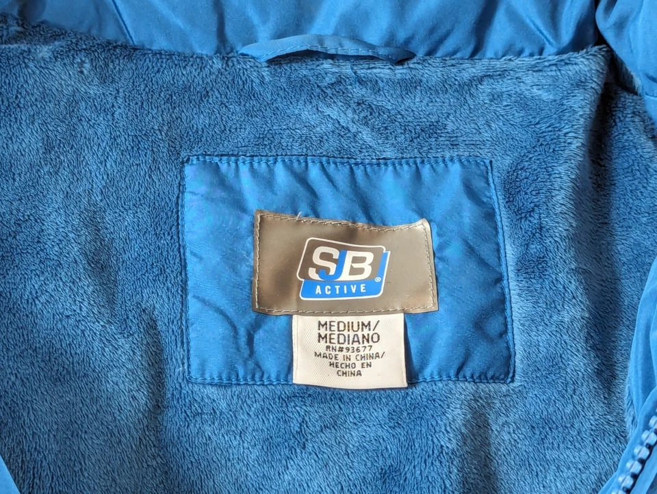 Chaleco acolchado activo SJB para mujer azul medio cremallera completa aislamiento invierno polar Foto 3 de 4