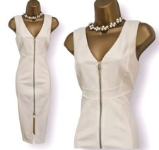 Abito a tubino Karen Millen nuovo con etichette panna avorio con cerniera occasione oscillante UK 10
