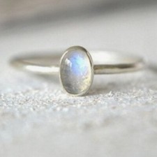 Natural Moonstone Gemstone 925 Sterling Silver Wedding Ring Gift For Her A-1007
