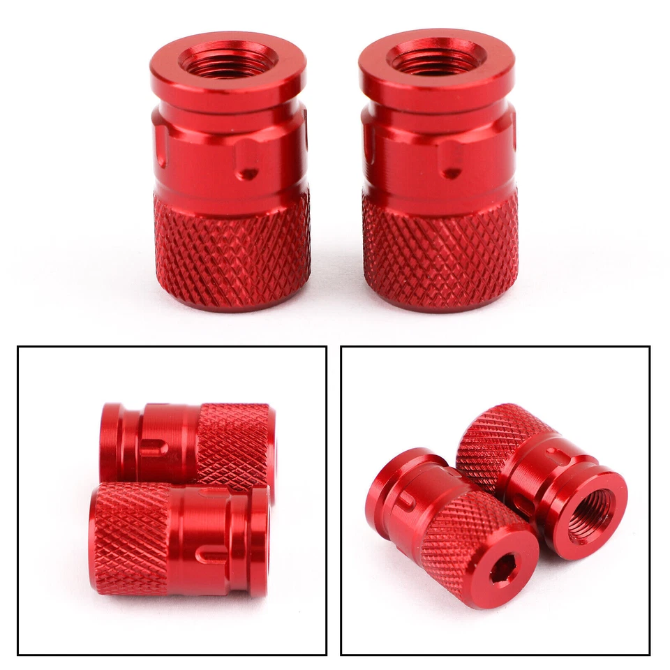 CNC Aluminum Red Anti-Thief Tire Valve Stem Cap For Motorcycle Car Truck Bike E6 - Image 4 of 4