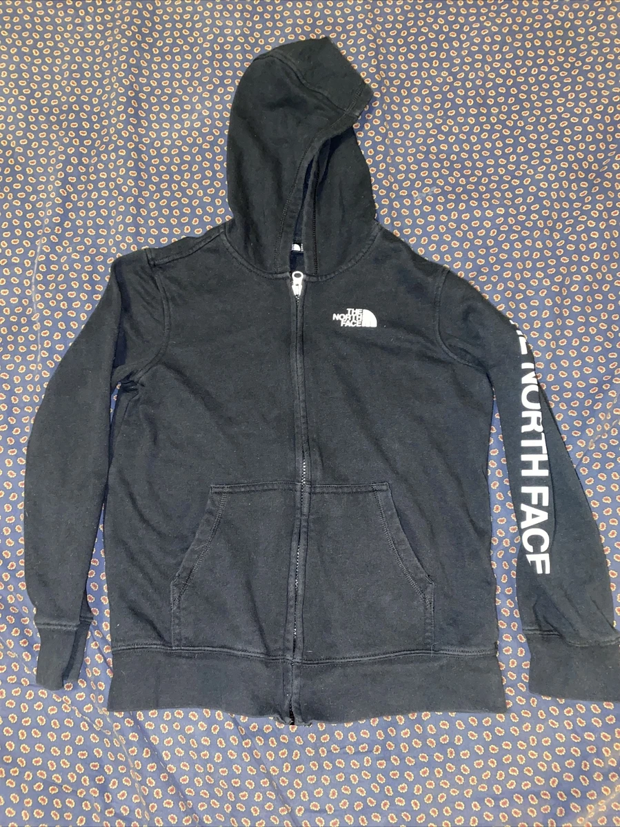 THE NORTH FACE Youth Junior Kids Hoodie Black Full Zip Sz Medium