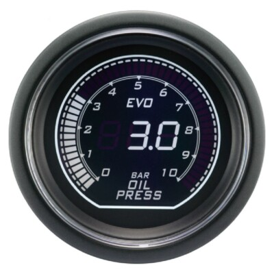 #ad #ad EVO 52mm 2 1 16quot; Digital Oil Pressure Gauge 0 10 BAR White amp; Green LCD $109.24