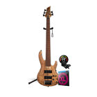 Esp Ltd Fretless 5 String Electric Bass Guitar Natural Satin Bundle