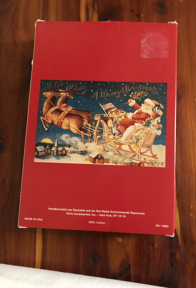 Pañuelo De Colección Paris Accesorios x3 Blanco Sólido Hecho en EE. UU. Paquete de Navidad Nuevo Foto 4 de 4