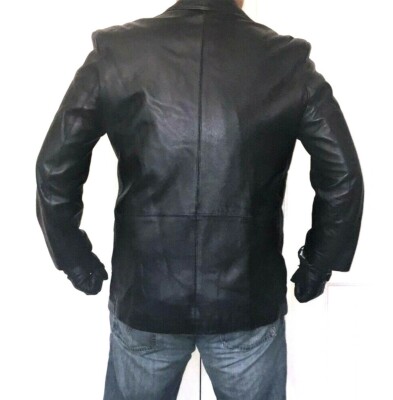 GaB Firenze Italia Black Leather Sport Jacket Blazer XL | eBay
