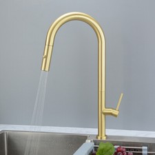Brushed Gold Kitchen Faucet Pull Out Spray Kitchen Sink Faucet SUS304 Tap Mixing