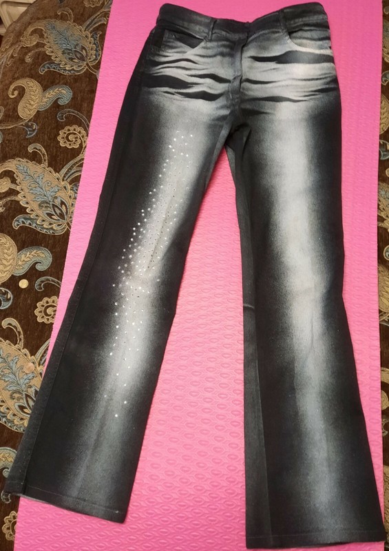 VINTAGE ROBERTA SCARPA RHINESTONE & SPRAYPAINT BLACK JEANS SIZE 40-MADE IN ITALY
