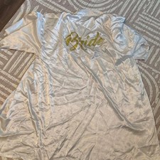 White Satin Bride Robe Gold Glitter Wedding Bridal Sleepwear Missing Sash