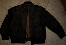 Black Genuine Leather Zip Jacket Men's L Large