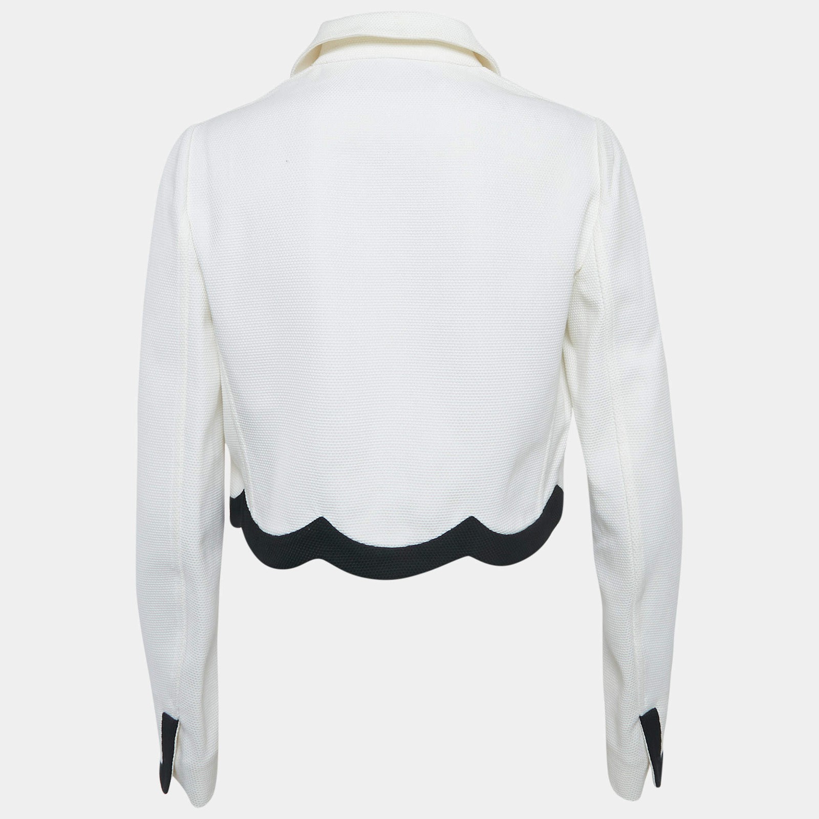 Valentino White Waffle Knit Scallop Jacket M thumbnail 2