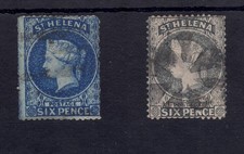 ST HELENA Scott # 2b & 6, USED / FINE Six Pence Queen Victoria Issues! SCV $240