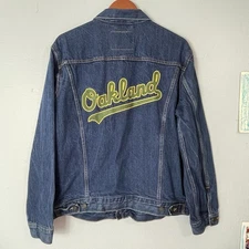 Levis OAKLAND A’s DENIM JACKET Chain Stitch Mens XL MLB