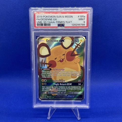 2019 Pokemon SM Unbroken Bonds Dedenne GX Promos Full Art #195a /214 PSA 9