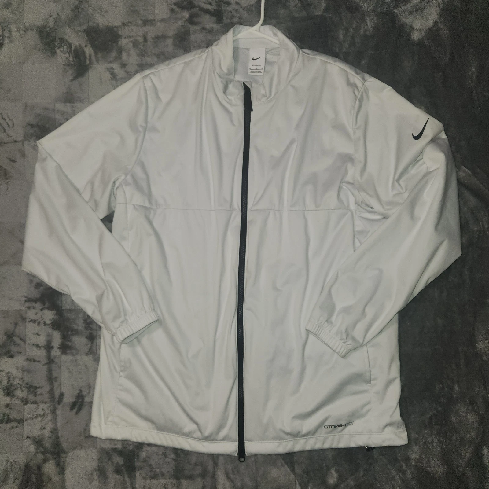 NIKE STORM-FIT WHITE FULL ZIP JACKET. GOLF JACKET. COAT. MENS. XL