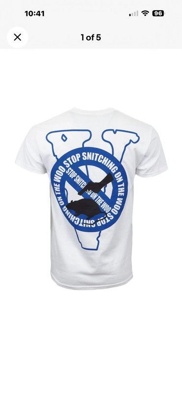 POP SMOKE X VLONE STOP SNITCHING   T SHIRT WITH BLUE SIZE S