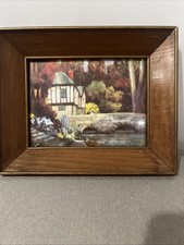 Vintage ~ Foil Art ~5 1/2” x 7 1/2” Framed Ernest Uden "English Home”