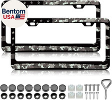 Camouflage American Flag License Plate Frames - 2 Pack US Flag Camo License Plat