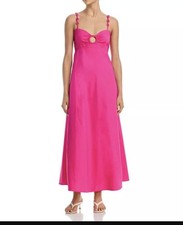 Anthropologie Peixoto Sun Dress Swim Suit Cover Up Sz L Hot Pink Smocked CUTE!!