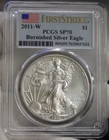 2011 W Burnished Silver Eagle $1 PCGS SP70 FDOI Flag Label